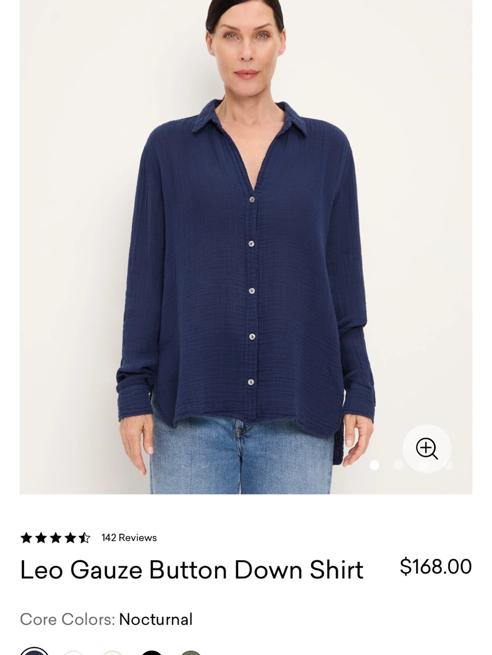 Michael Stars Nocturnal Navy Double Gauze Button-Down Shirt - Picture 3 of 9